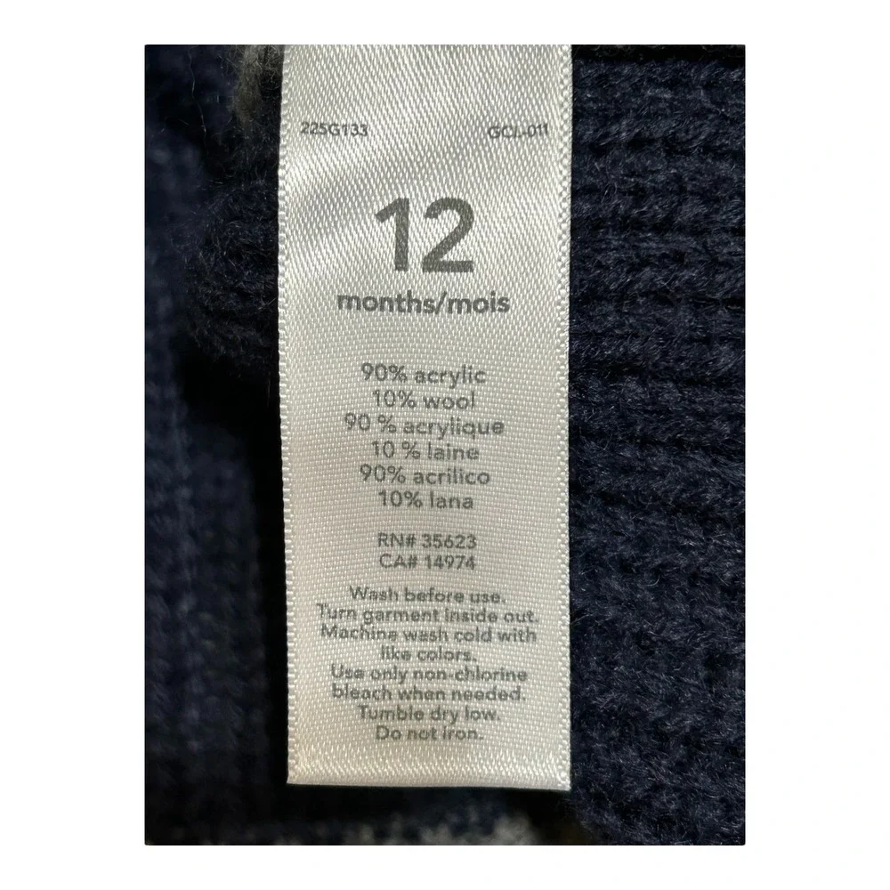 Carter's Boys Nordic Sweater Size 12 Months Gray Blue Button Front GrandpaCore